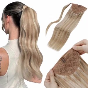 Coda di capelli con velcro Magic Tail Biondo con Meches #7/#24