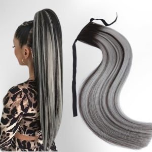 Coda di capelli Russian Balayage #1B/ Argento