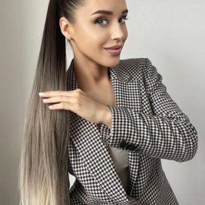 Coda di capelli con velcro Ombre Castano Naturale/ Biondo Chiaro