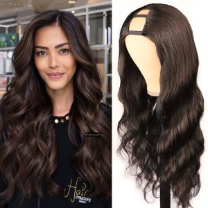 Semiparrucche di capelli naturali U Parte Castano Ondulato