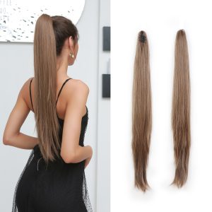 Coda di capelli con pinze Castano Naturale, 70 cm
