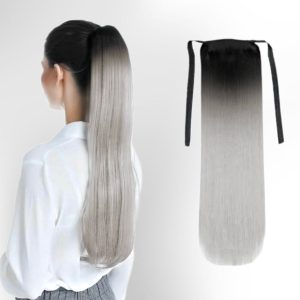 Coda di capelli White Platinum Ombre #1B/Grigio