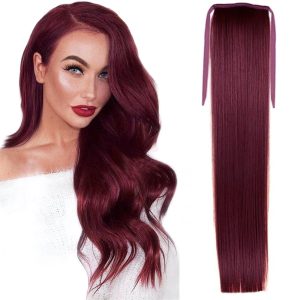 Coda di capelli White Platinum Borgogna