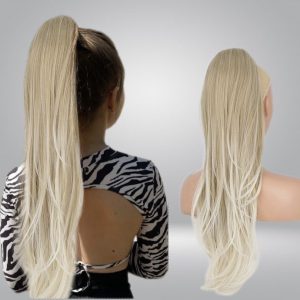 Coda di capelli con cordoncino Soft Biondo con Meches 70 cm