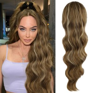 Coda di capelli con cordoncino Castano con Meches Soft