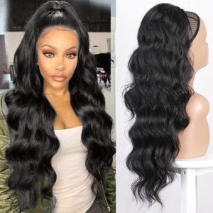 Coda di capelli con cordoncino Nero, 70 cm