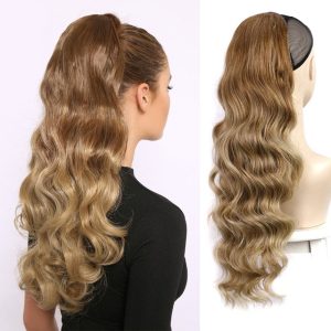 Coda di capelli con cordoncino Ombre Castano Ramato/ Biondo Naturale, 70 cm