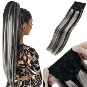 Coda di capelli White Platinum Balayage #1/ Grigio Chiaro