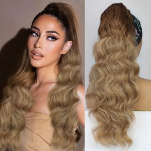 Coda di capelli con cordoncino Ombre Castano Medio/ Biondo Sabbia