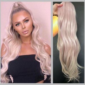 Coda di capelli con cordoncino Biondo Rosa