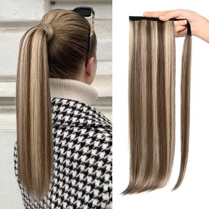 Coda di capelli con velcro Magic Tail Castano con Meches #6/#60