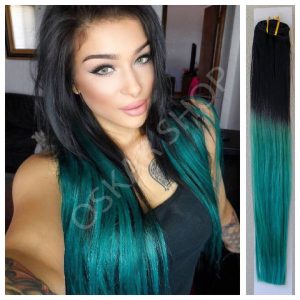 Tessiture di capelli Ricci #1B Turchese