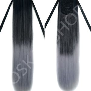 Coda di capelli sintetici Ombre #1B Grigio