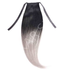 Coda di capelli sintetici Ombre #1B Bianco
