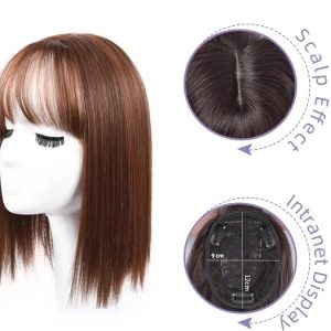 Parrucca Parziale con Frangia Castano Medio #4
