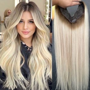 Tessiture di capelli naturali V-Shape Ombre #8/Argento