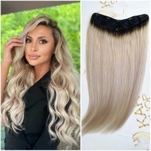 Tessiture di capelli naturali V-Shape Diamond Ombre #1B/ Argento